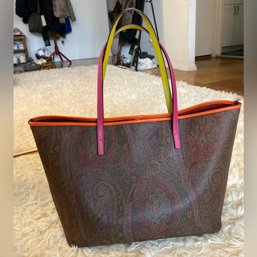 PAISLEY SHOPPING BAG WITH MULTI-COLOUR DETAILS